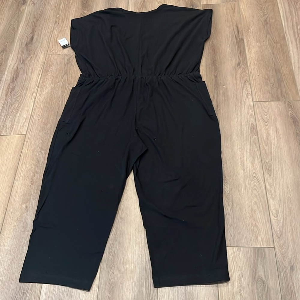NWT Norma Kamali Black/Sparkly Jumpsuit, Pockets, XXL, Cap Sleeves - Picture 15 of 17